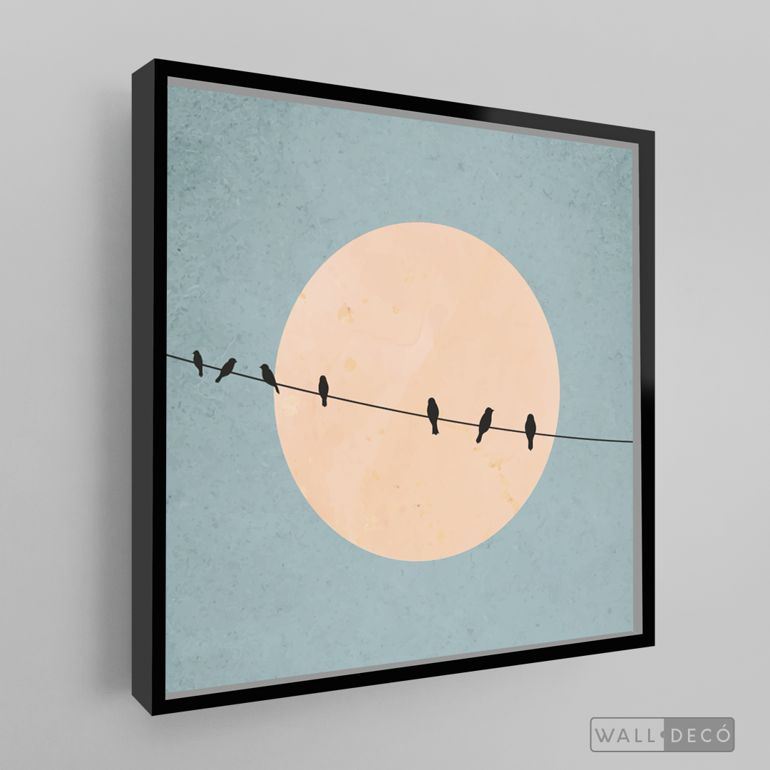 Cuadro Minimalista Pájaros en Azul