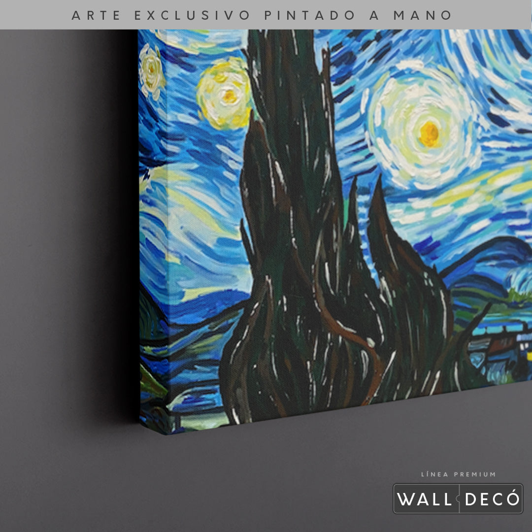 Arte Pintado a Mano Noche Estrellada Van Gogh Horizontal