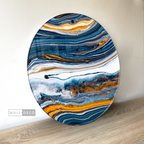 Cuadro Circular Fluido Azul Naranja