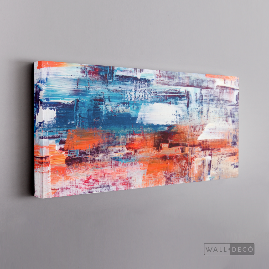 Cuadro Abstracto Naranja, Blanco y Azul