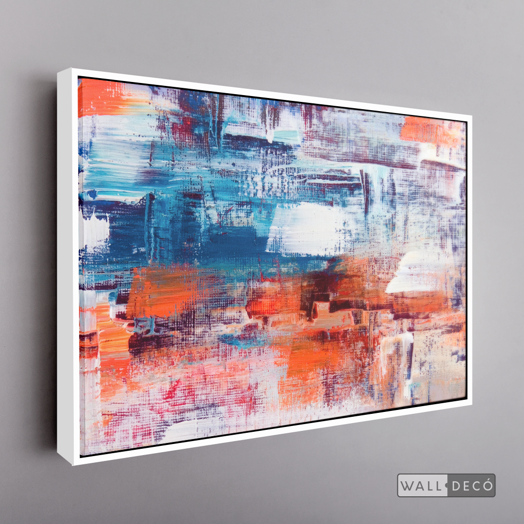 Cuadro Abstracto Naranja, Blanco y Azul – Wall Decó Store - Cuadros ...