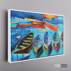 Cuadro Arte Barcos en Mar Azul