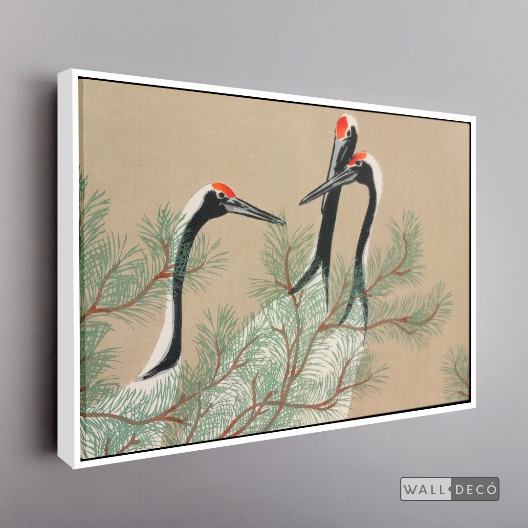 Cuadro Arte Grullas de Momoyogusa Kamisaka Sekka