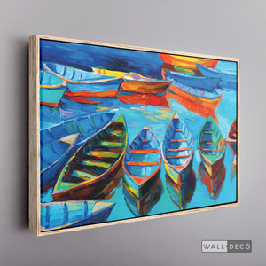Cuadro Arte Barcos en Mar Azul