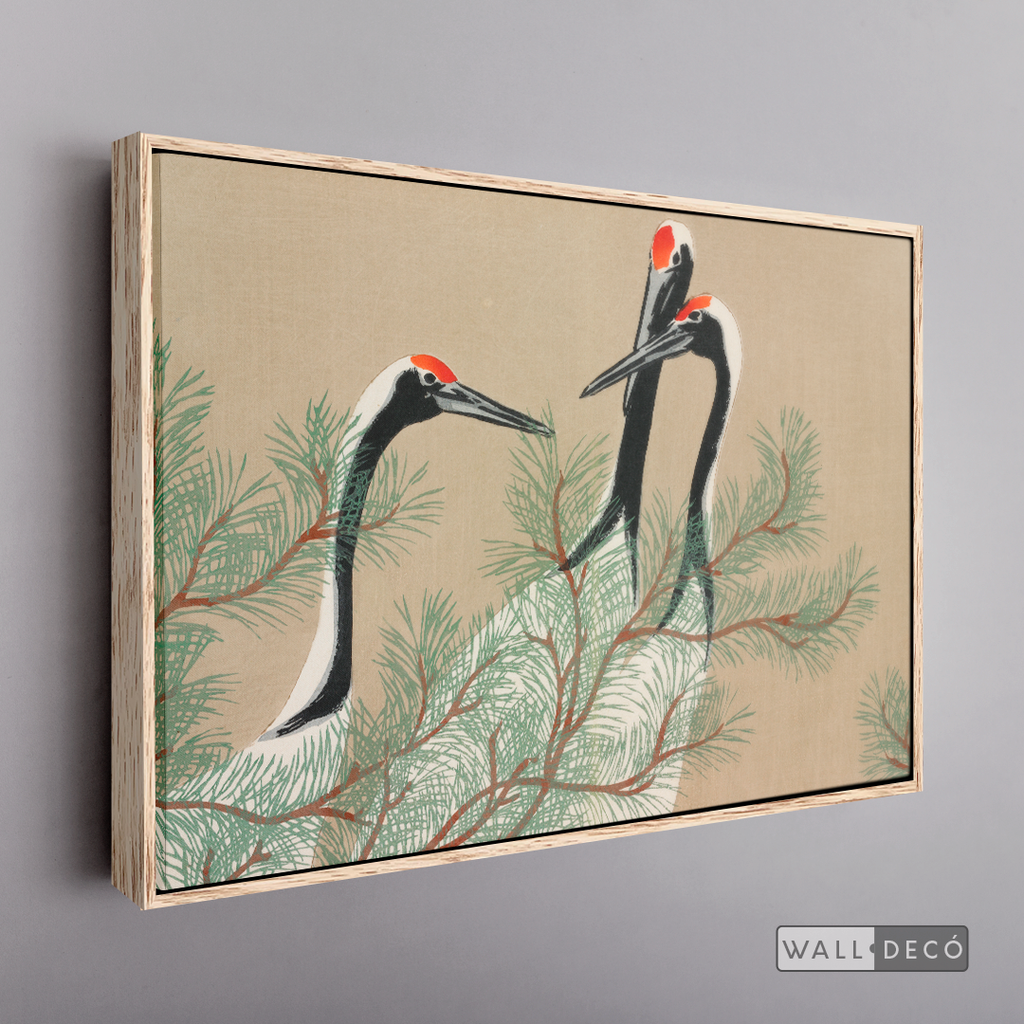 Cuadro Arte Grullas de Momoyogusa Kamisaka Sekka