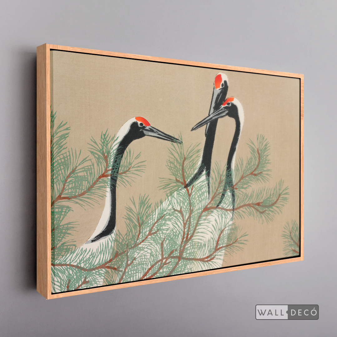 Cuadro Arte Grullas de Momoyogusa Kamisaka Sekka