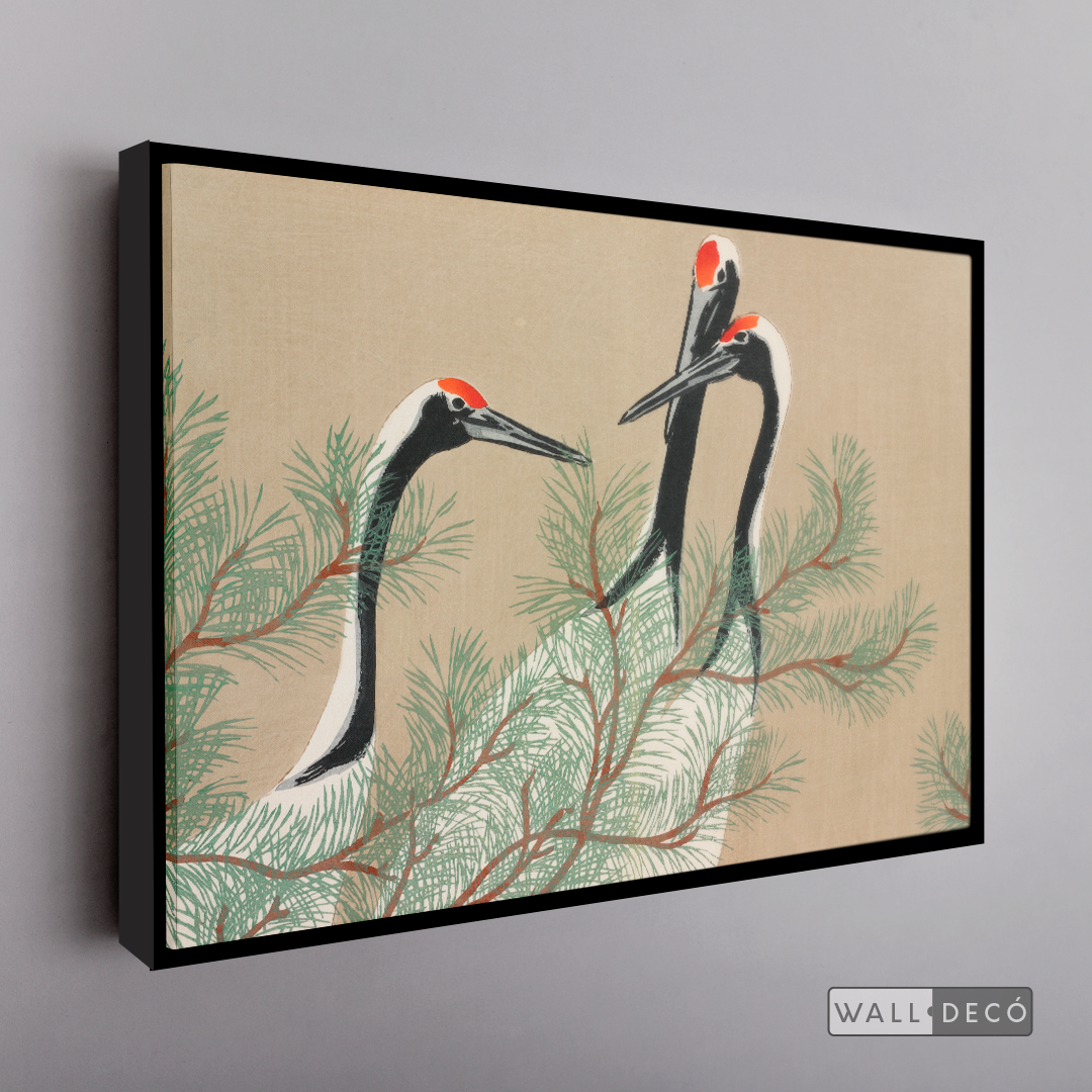 Cuadro Arte Grullas de Momoyogusa Kamisaka Sekka