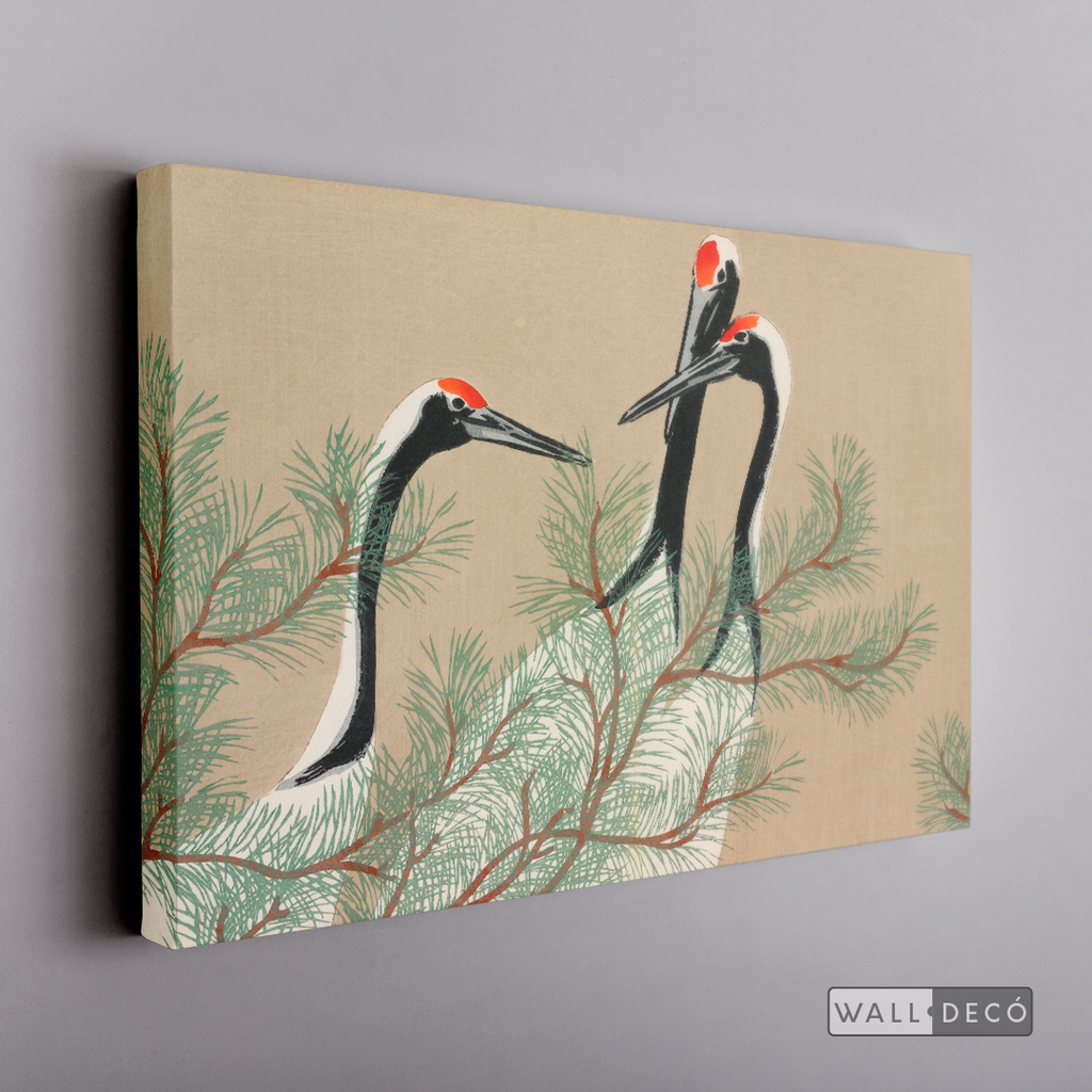 Cuadro Arte Grullas de Momoyogusa Kamisaka Sekka