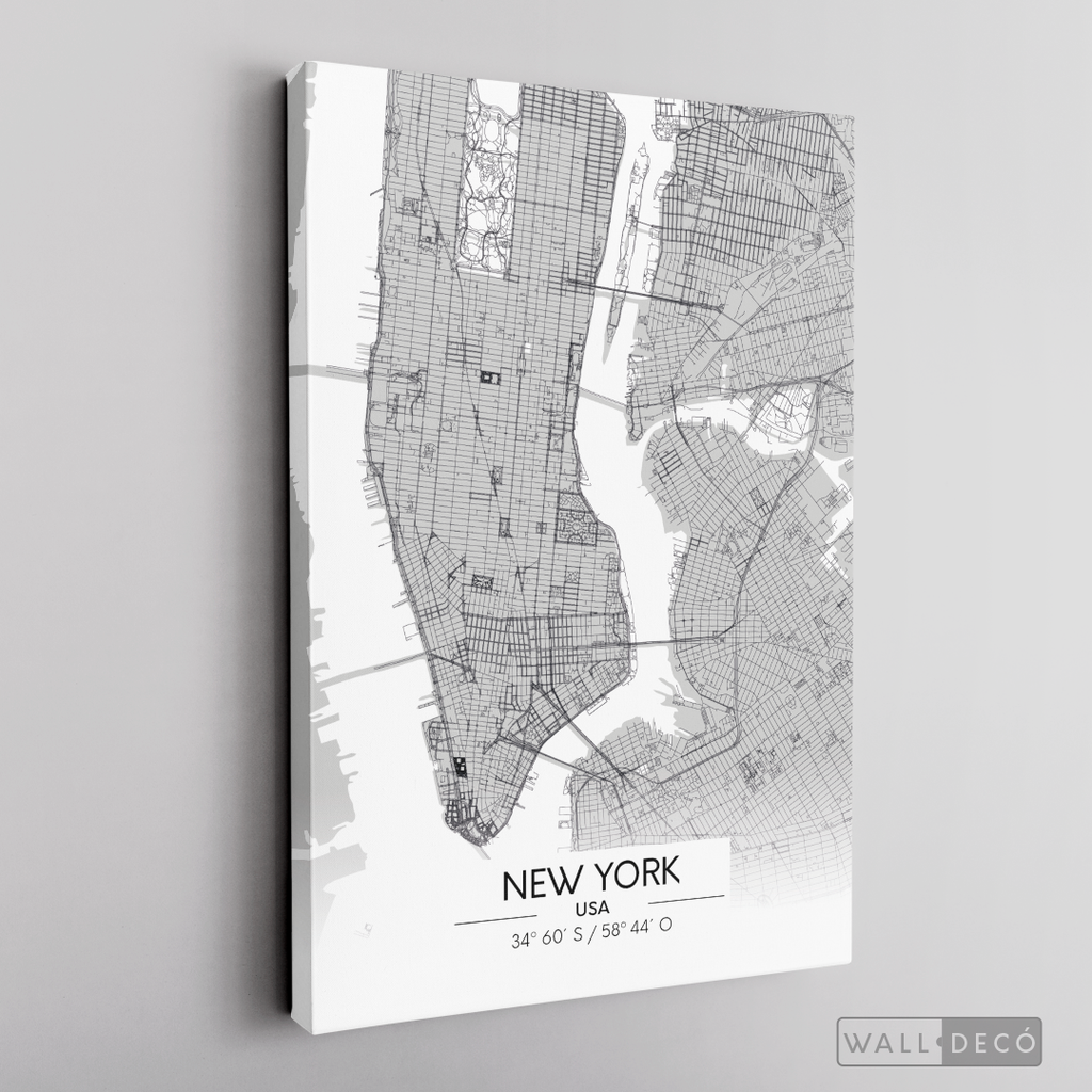 Cuadro New York Map Blanco