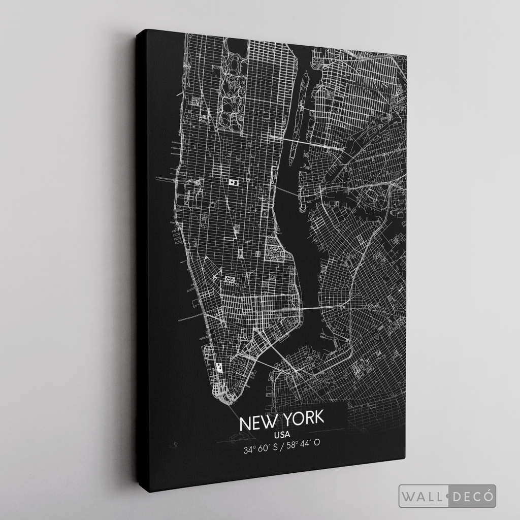Cuadro New York Map Negro