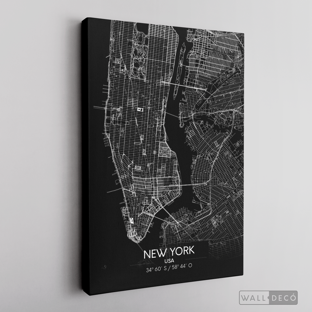 Cuadro New York Map Negro