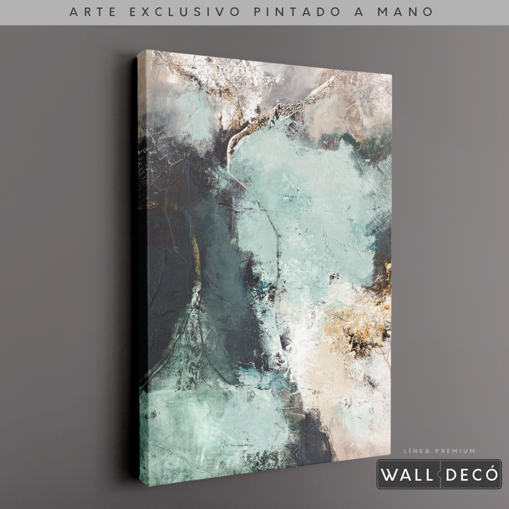 Arte Pintado a Mano Luz Verde Vertical