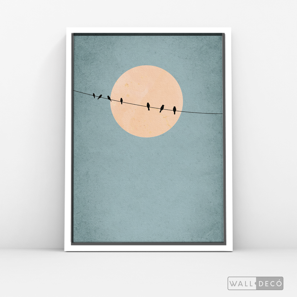 Cuadro Minimalista Pájaros en Azul