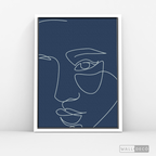 Cuadro Face Lines Azul Uno