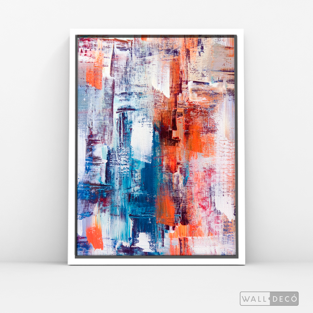 Cuadro Abstracto Naranja, Blanco y Azul