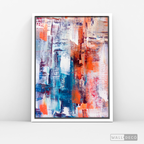 Cuadro Abstracto Naranja, Blanco y Azul