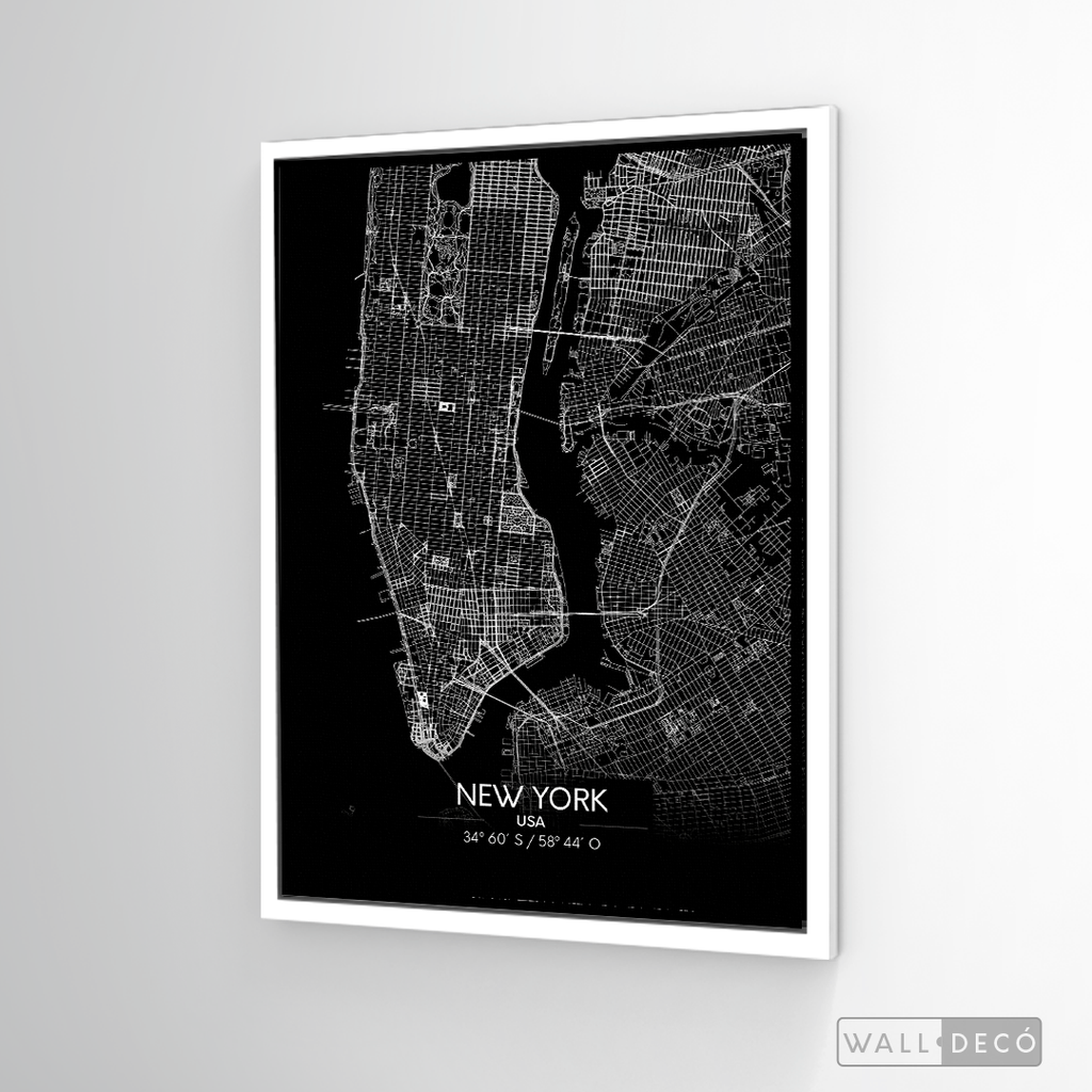 Cuadro New York Map Negro