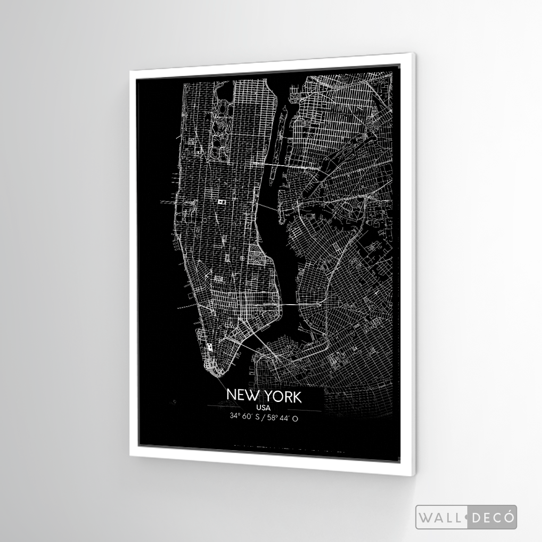 Cuadro New York Map Negro