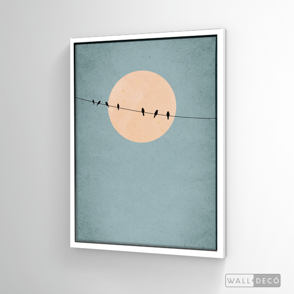 Cuadro Minimalista Pájaros en Azul