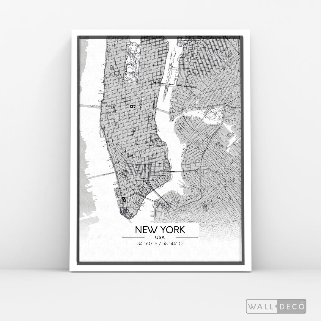 Cuadro New York Map Blanco