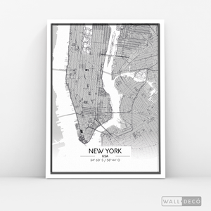 Cuadro New York Map Blanco