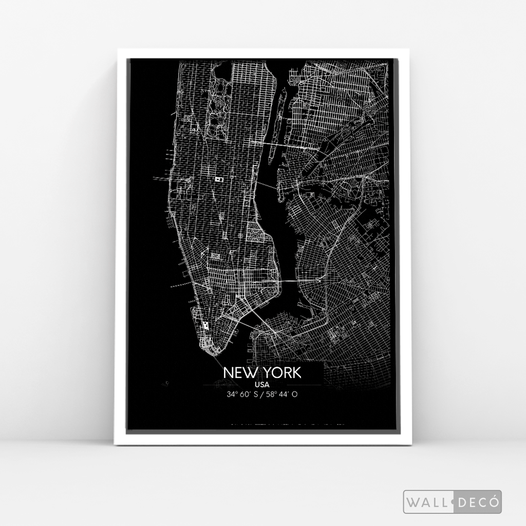 Cuadro New York Map Negro