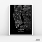 Cuadro New York Map Negro