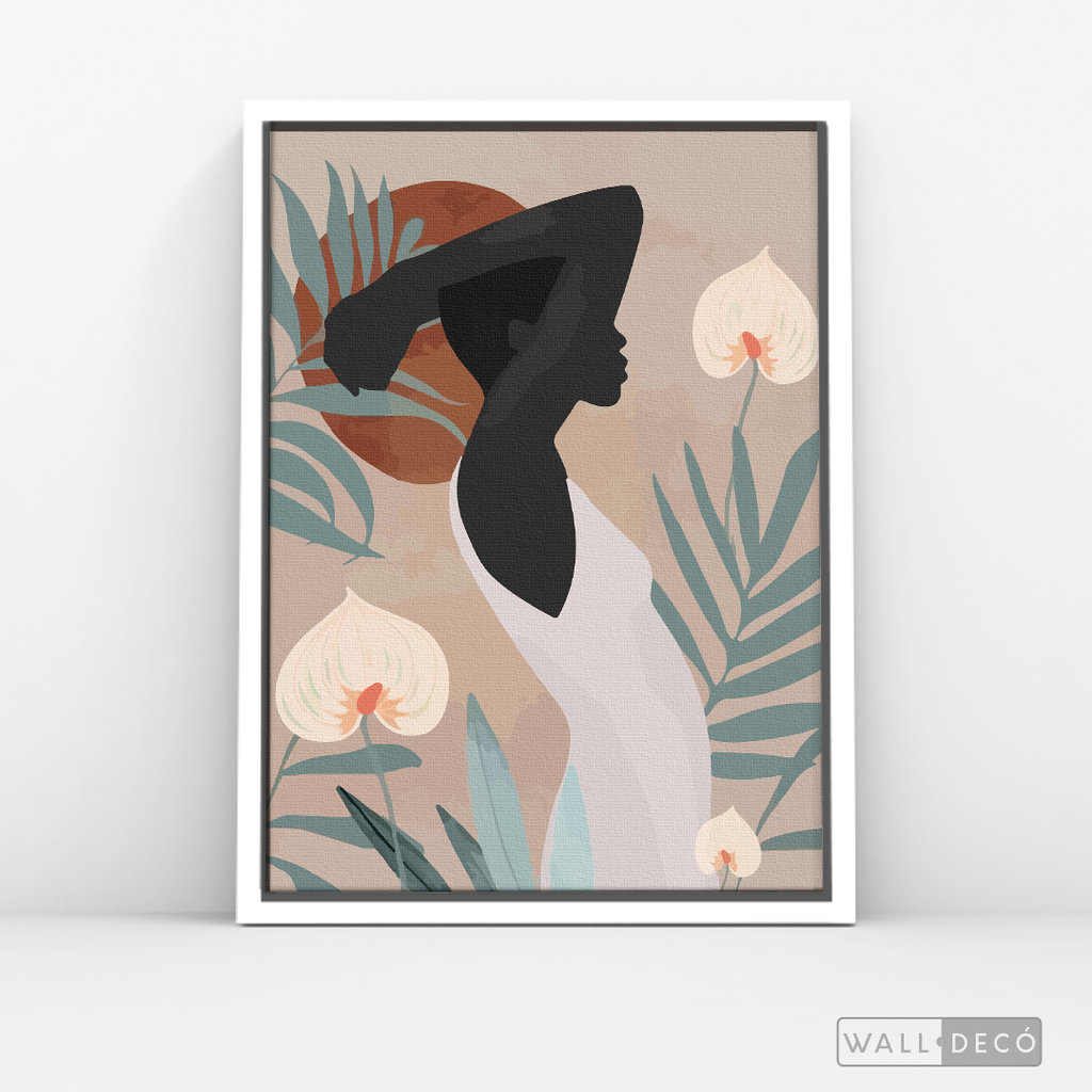 Cuadro Mujer Afro Tulipanes