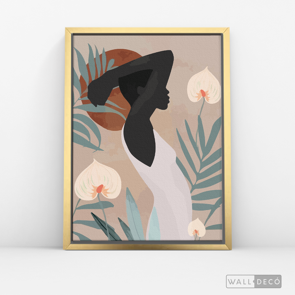 Cuadro Mujer Afro Tulipanes