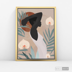Cuadro Mujer Afro Tulipanes