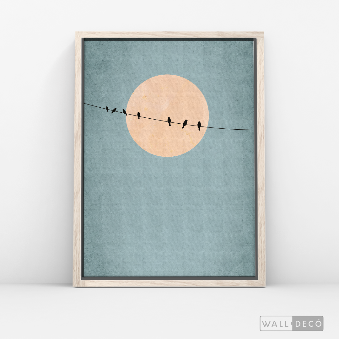 Cuadro Minimalista Pájaros en Azul