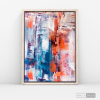 Cuadro Abstracto Naranja, Blanco y Azul