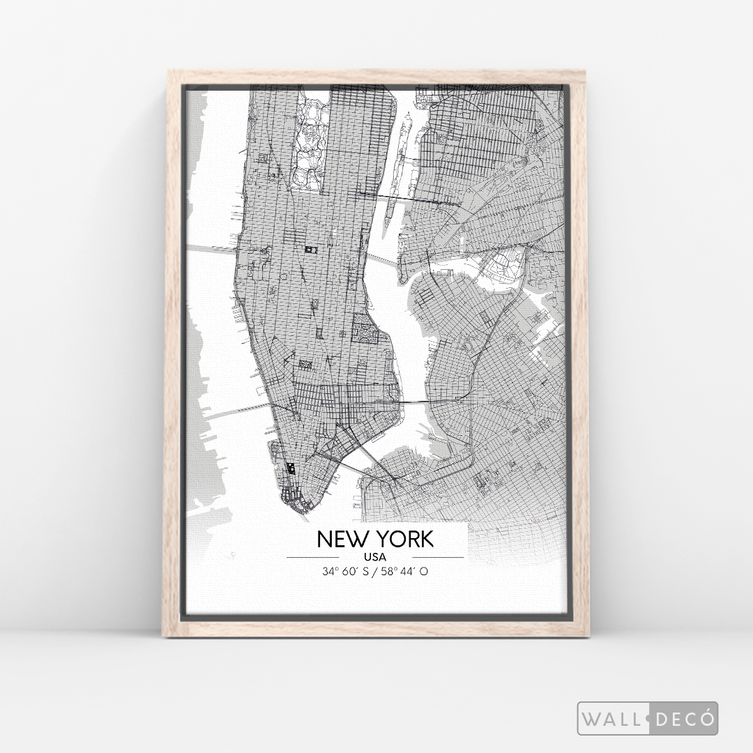 Cuadro New York Map Blanco