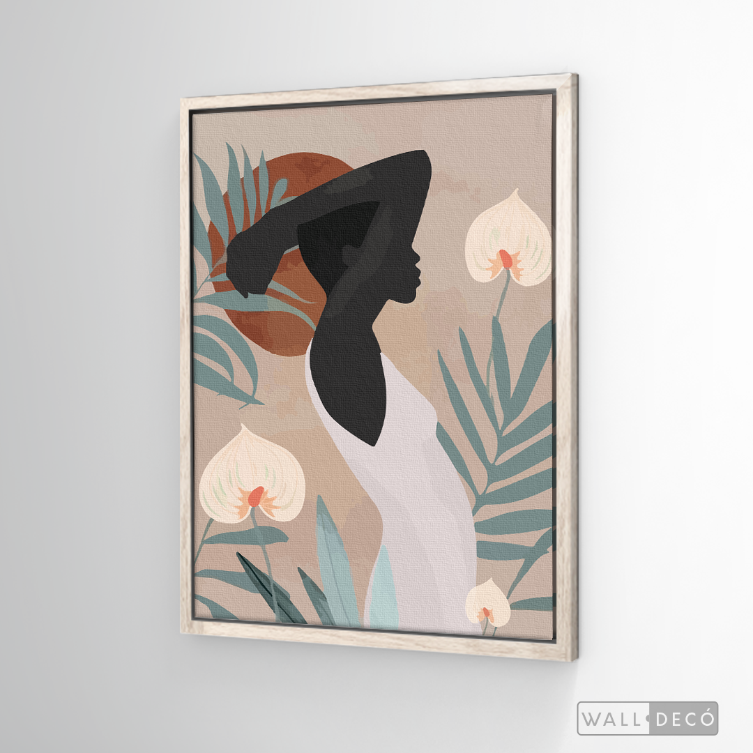 Cuadro Mujer Afro Tulipanes