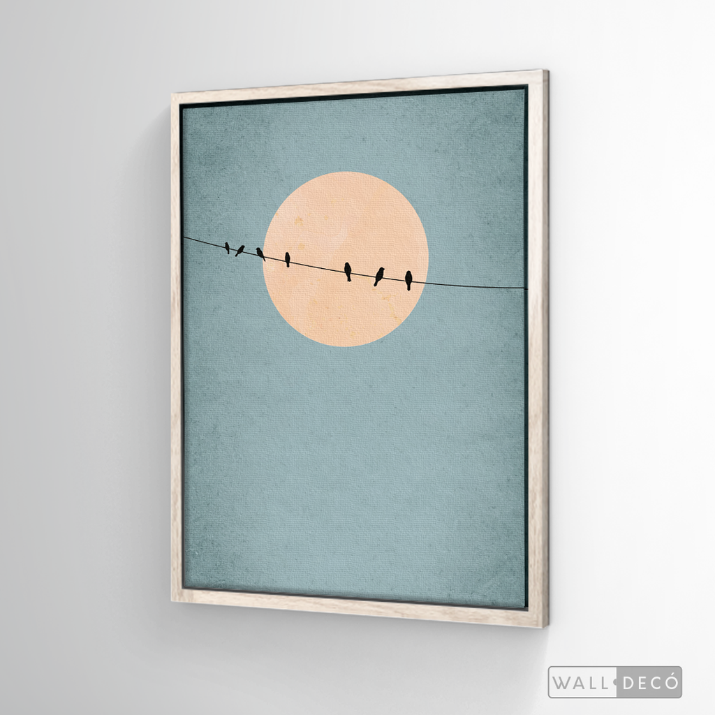 Cuadro Minimalista Pájaros en Azul