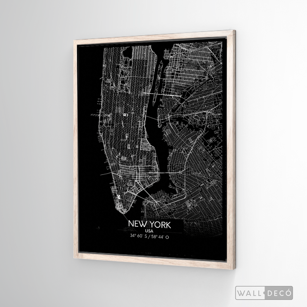 Cuadro New York Map Negro