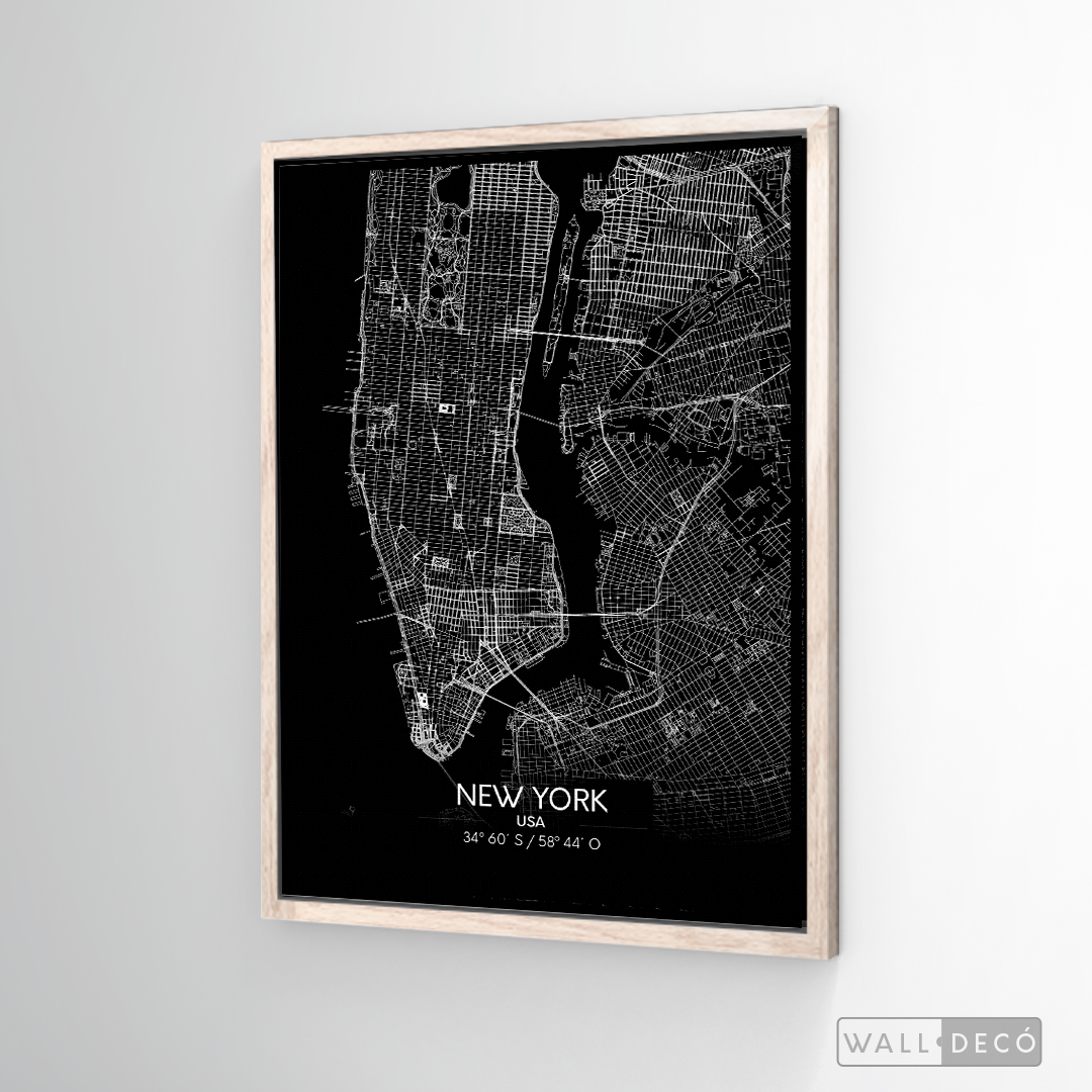 Cuadro New York Map Negro