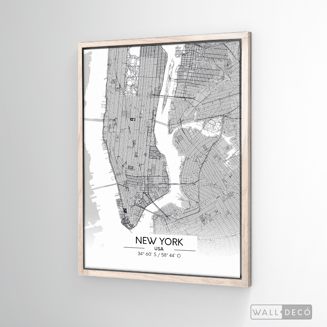 Cuadro New York Map Blanco
