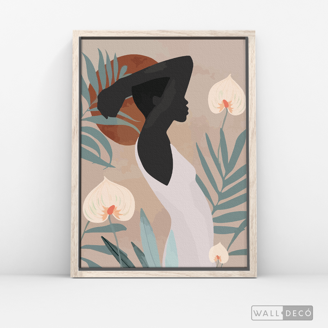 Cuadro Mujer Afro Tulipanes