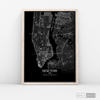 Cuadro New York Map Negro