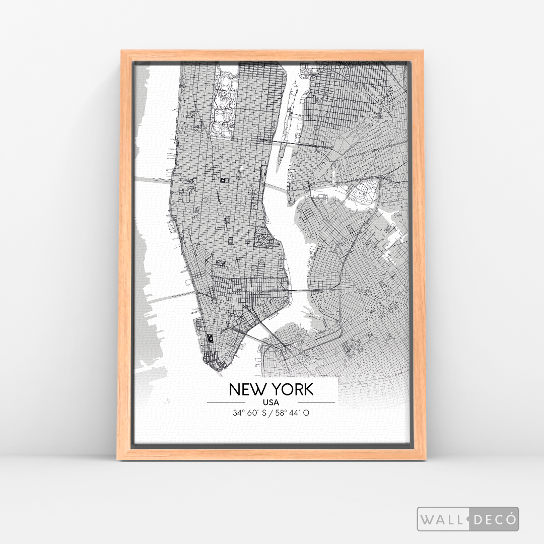 Cuadro New York Map Blanco