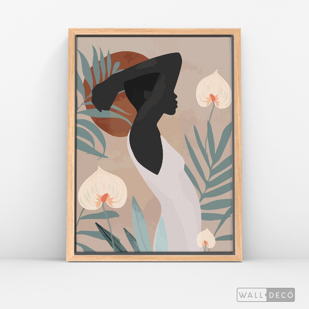 Cuadro Mujer Afro Tulipanes