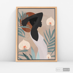 Cuadro Mujer Afro Tulipanes