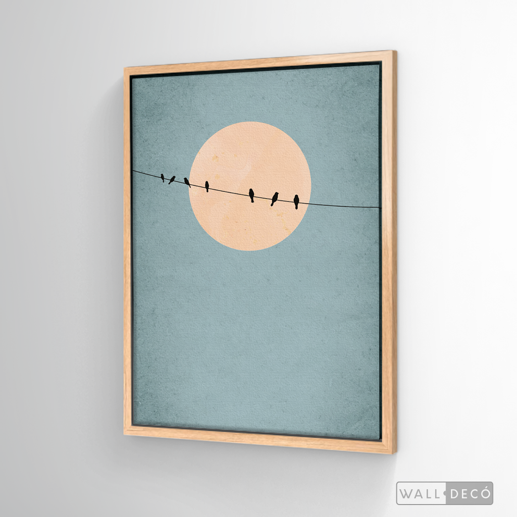 Cuadro Minimalista Pájaros en Azul