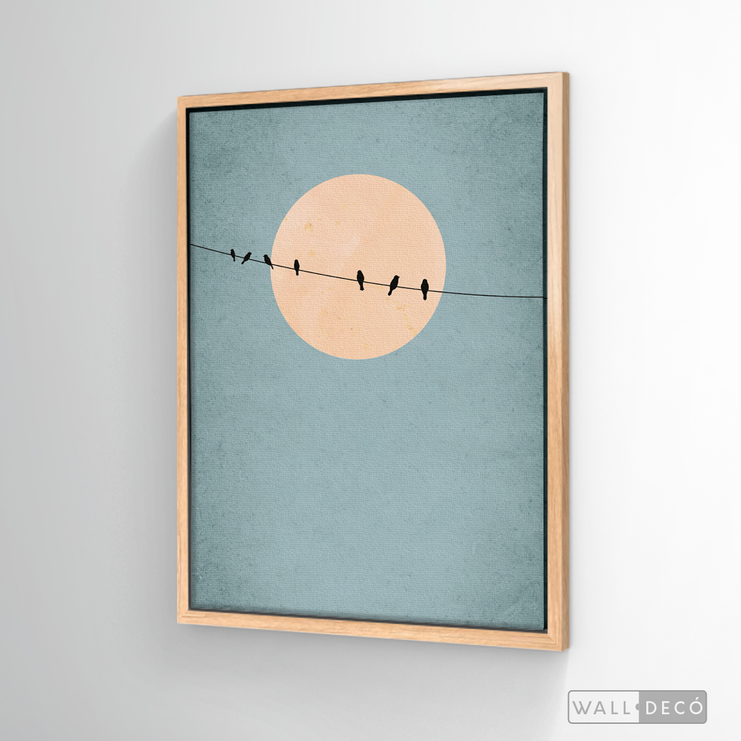 Cuadro Minimalista Pájaros en Azul