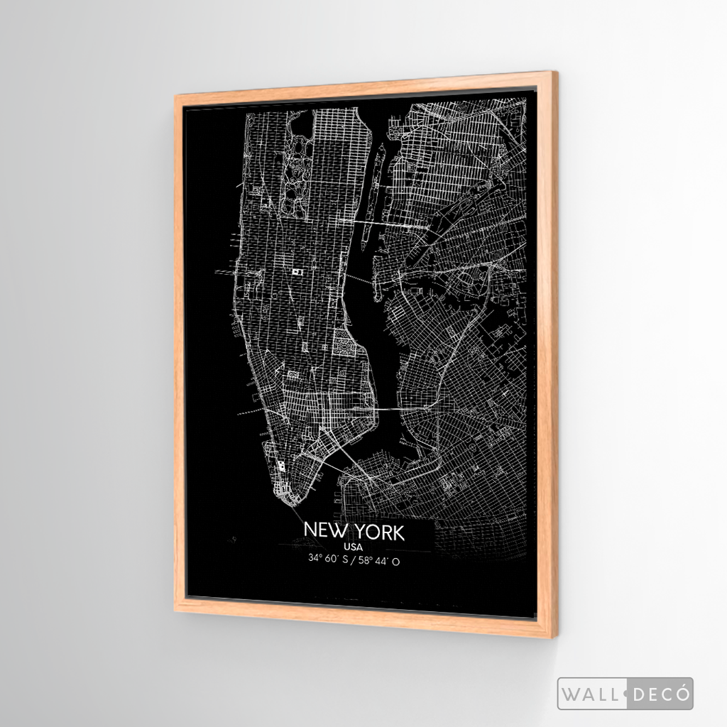 Cuadro New York Map Negro