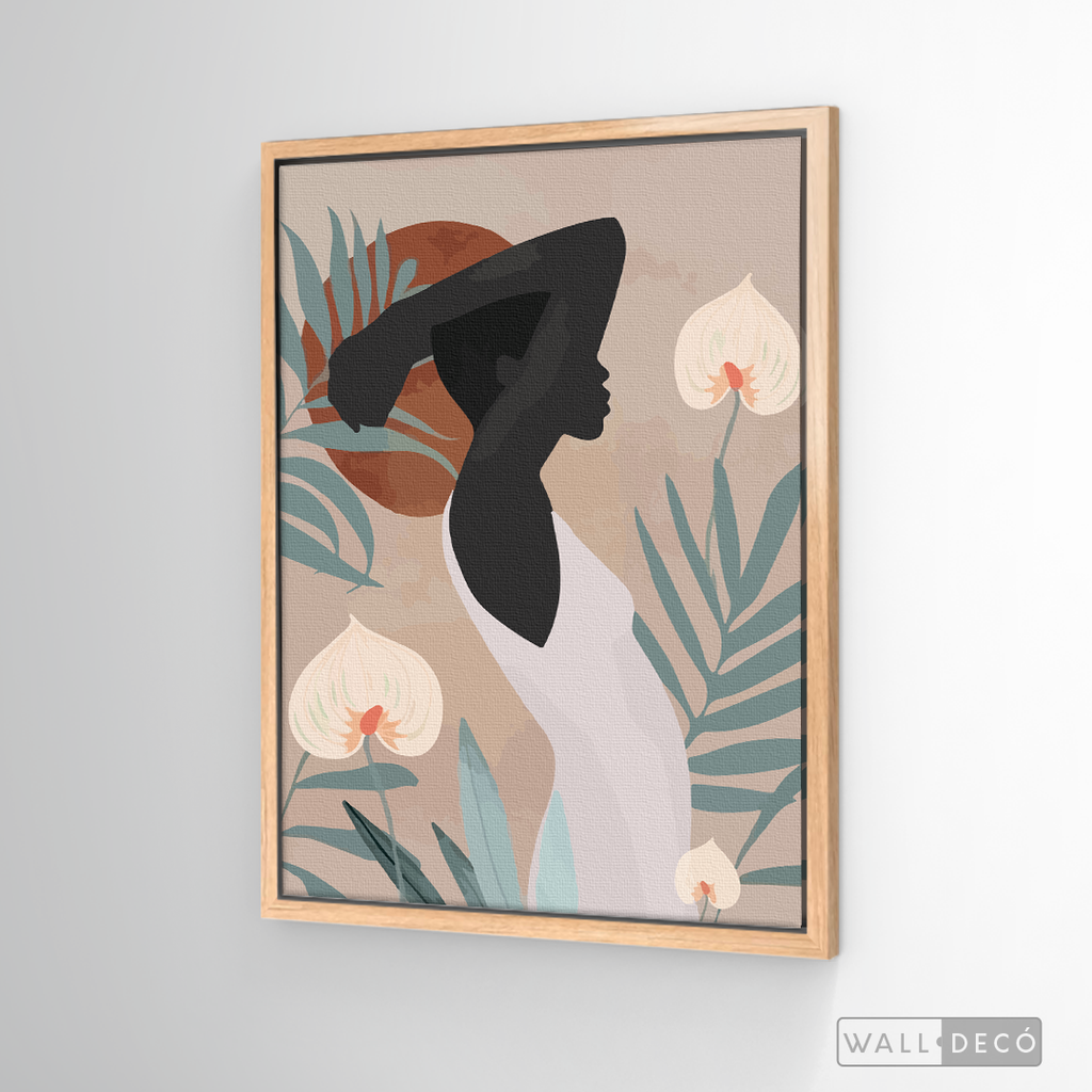 Cuadro Mujer Afro Tulipanes
