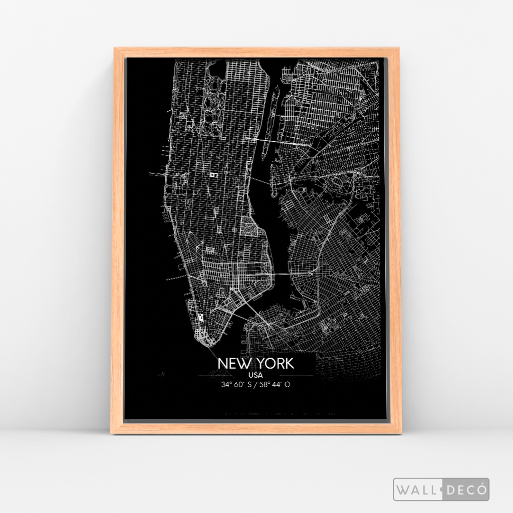 Cuadro New York Map Negro