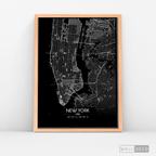 Cuadro New York Map Negro