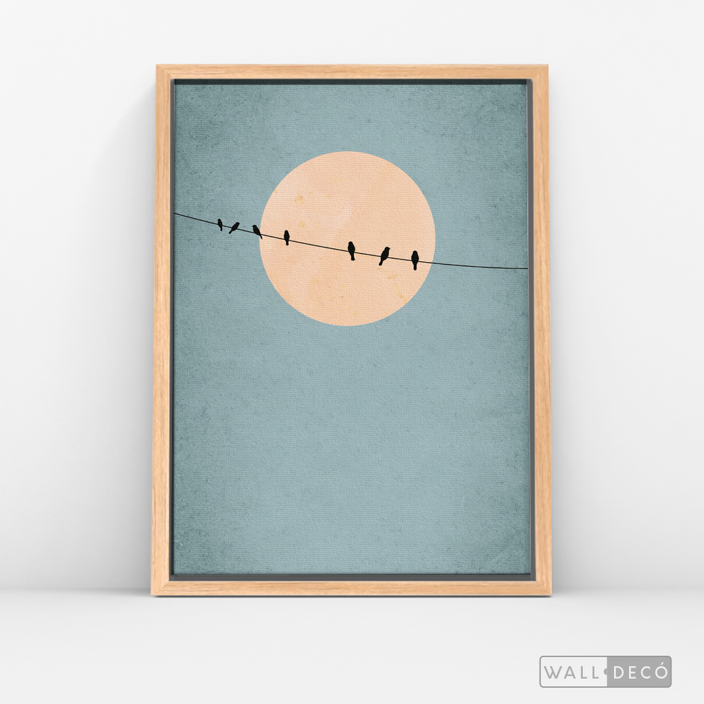 Cuadro Minimalista Pájaros en Azul